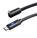 Flat Braided USB-C to USB-C Cable, 1m, Right-Angle with LED