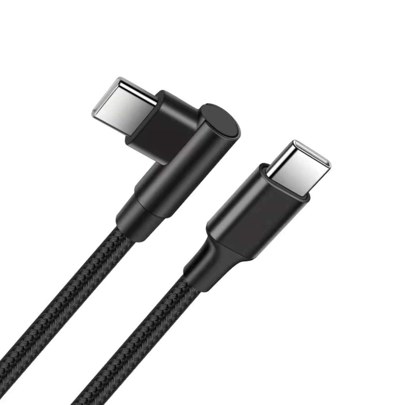 Braided Right-Angle USB-C to USB-C Cable, 0.5m