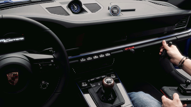 A track device seated in the rigid cradle.